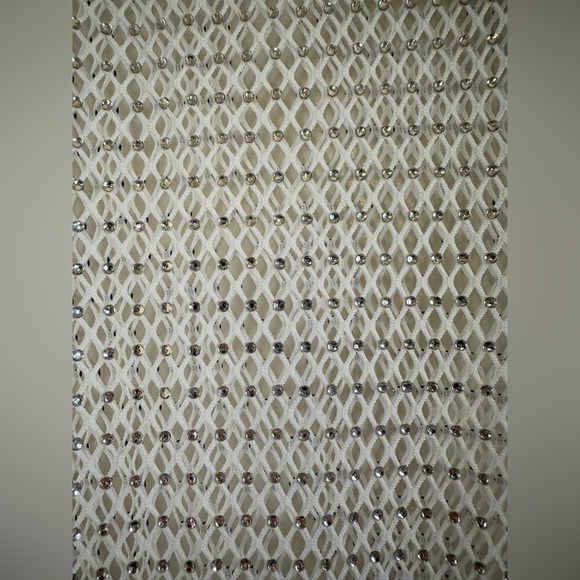 White Rhinestone Mesh Mini Dress - Picture 7 of 10